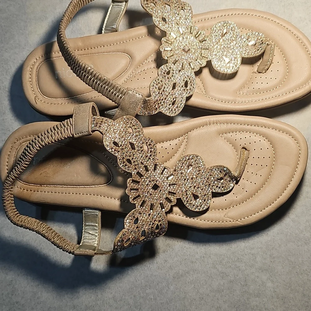 Nicole Elegant Gold Beaded Sandals